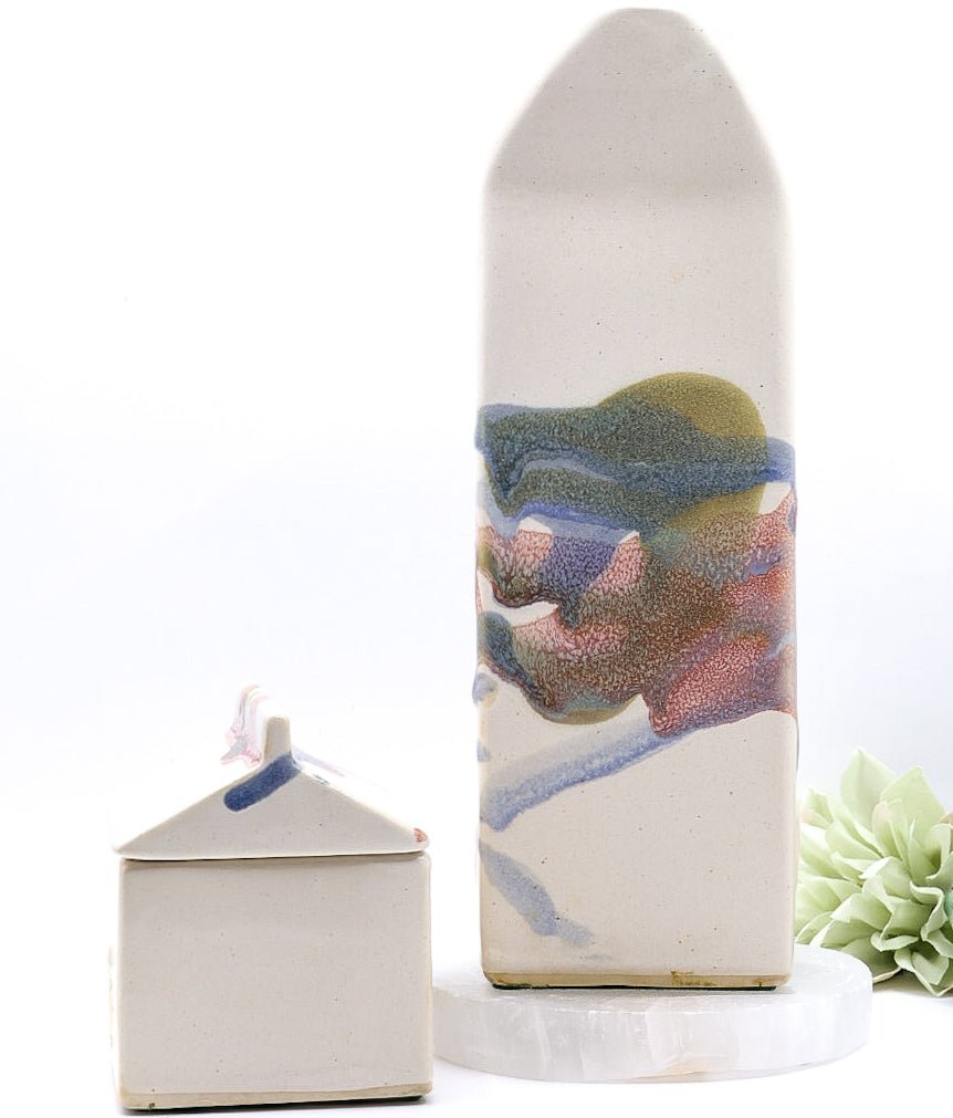 Vintage Milk and Sugar Ceramic Set with Abstract Glaze