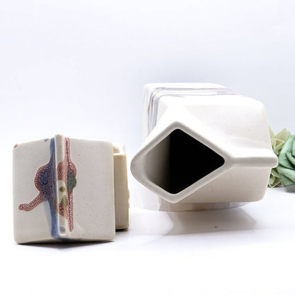 Vintage Milk and Sugar Ceramic Set with Abstract Glaze