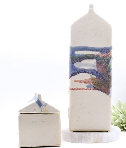 Vintage Milk and Sugar Ceramic Set with Abstract Glaze