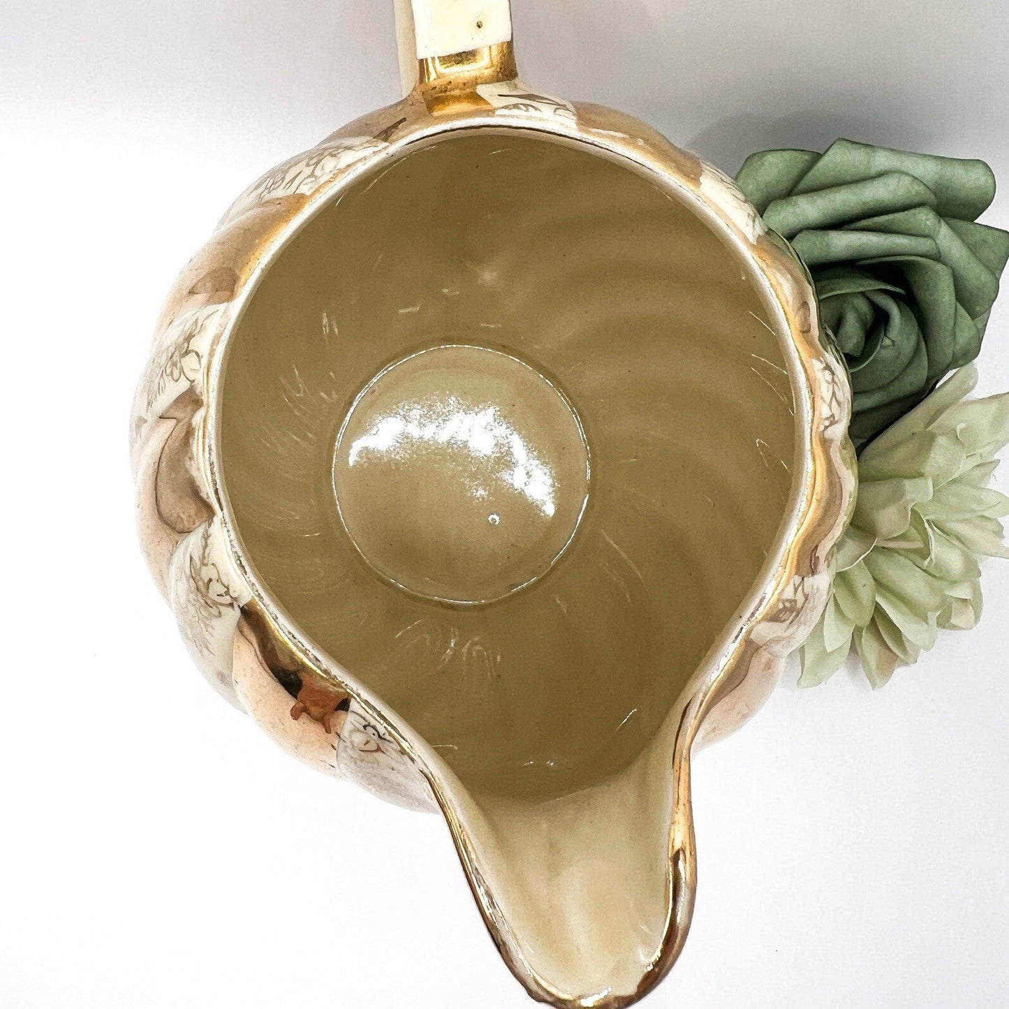 Vintage Sadler Lustreware Ivory & Gold Striped Creamer jug | 1539