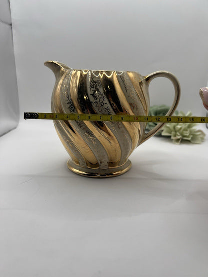 Vintage Sadler Lustreware Ivory & Gold Striped Creamer jug | 1539